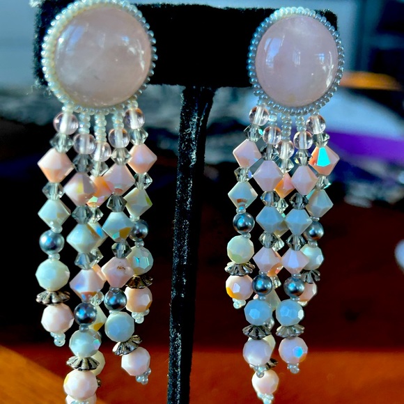 VINTAGE DESIGNER CHIPITA ROSE QUARTZ VINTAGE SILVER METAL, LOADED BEADS- REDUCED - Picture 3 of 16